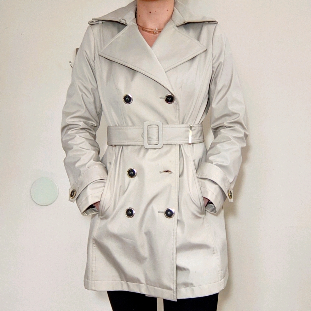 Calvin Klein rain coat trench collared nude jacket